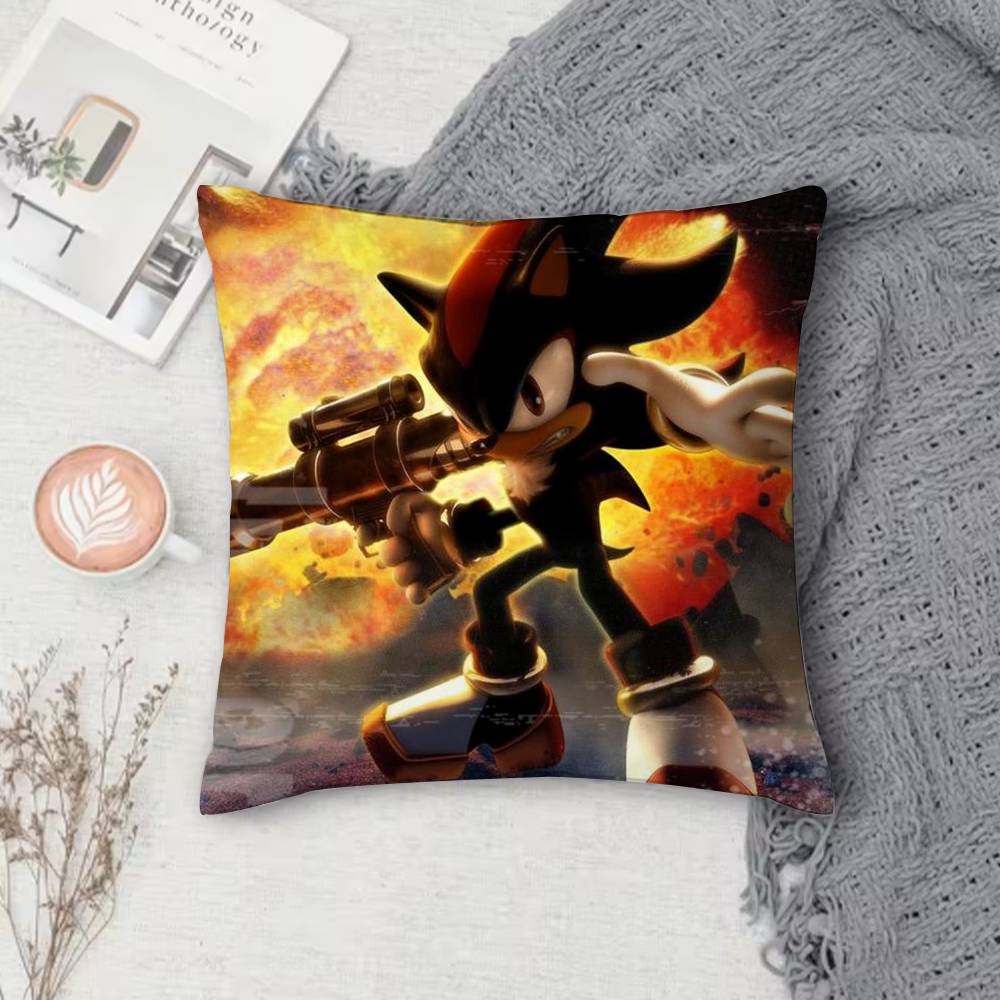 Shadows S-Sonics Hedgehog Double-Sided Printed Square Pillow Cover Decorative Cushion Cover For Sofa Bedroom Bedside