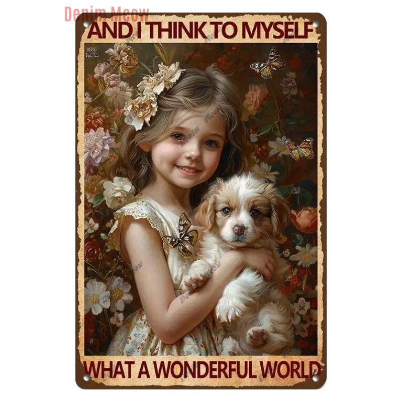 Vintage Merry Christmas Metal Tin Sign, Retro What A Wonderful World Girl, Wall Poster Jingling Bell, Home Decoration, WY297
