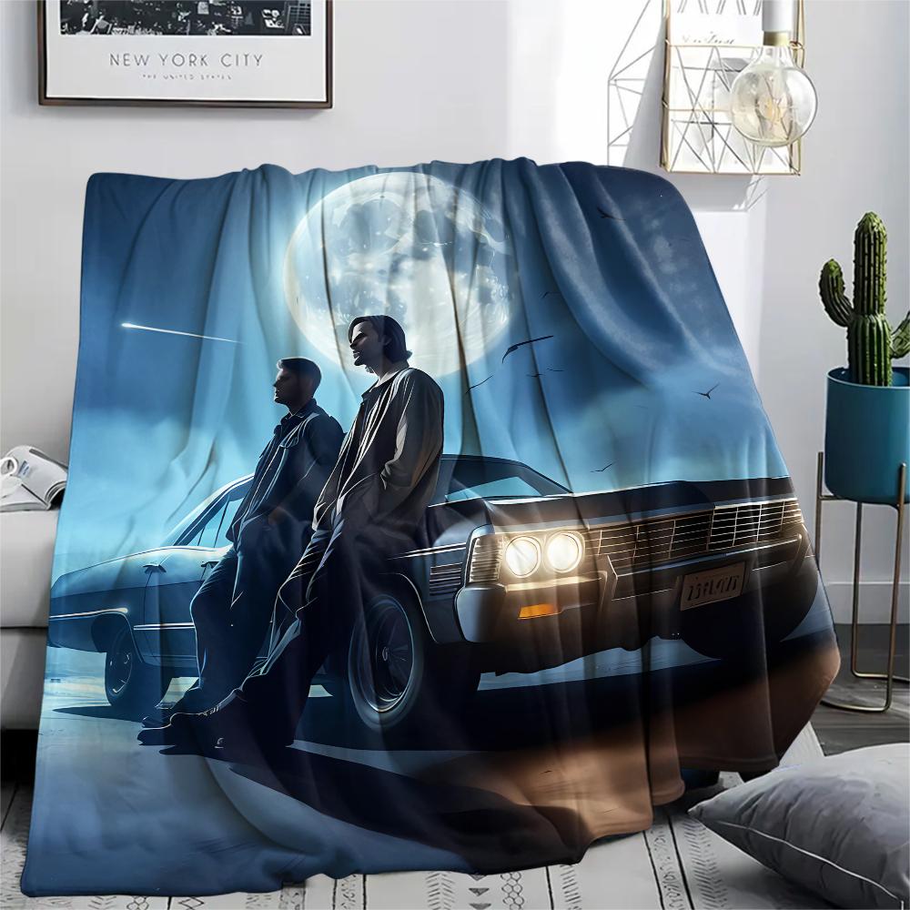 1PC Dean Winchester Print Flannel Blanket, High Quality All Seasons, Home Decor, Warmth and Comfort, Perfect for Christmas Gifts