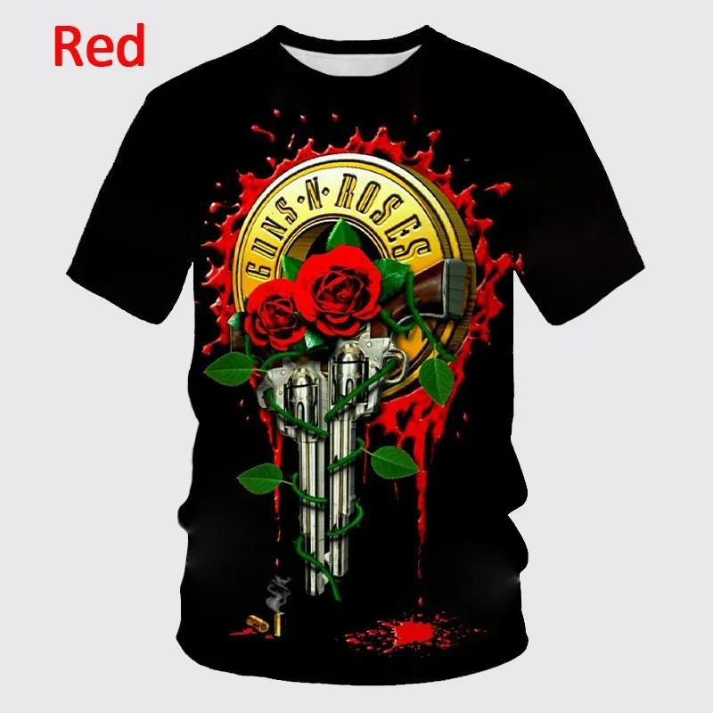 Summer   Guns N' Roses Rock Band 3d T-shirt Unisex's And WoUnisex's Hip-hop Casual Fashion T-shirt Harajuku Oversized Tops