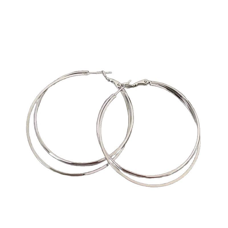 French Premium Sense Unique Double-Layer Circle Earrings Women'S Earrings Premium Sense Circle Small Face Earrings