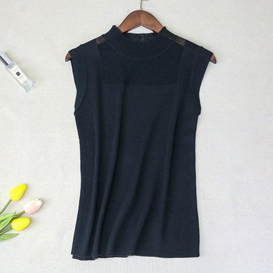 Women's Sleeveless Ice Silk Knitted Camisole - Versatile Summer Top