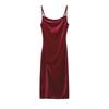 High Slit Bodycon Dress for Women Sleeveless Spaghetti Strap Going Out Midi Dress Sexy Cowl Neck Party Cocktail Dress