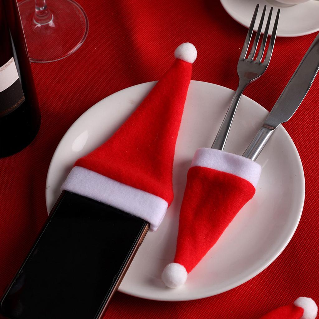 10 szt. Mini czapka Mikołaja, butelka świąteczna, lizak, materiały dekoracyjne, ozdoba świąteczna, drzewo, aksamitna tkanina, mężczyzna