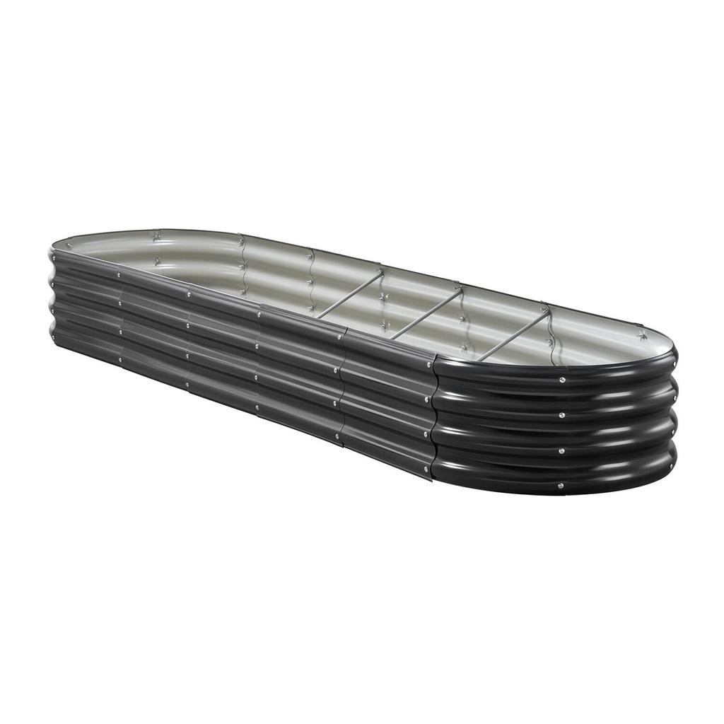 Metal Raised Garden Bed, 2.4 X 0.6 X 0.3 M Oval Outdoor Galvanized Planter Garden Box, Open Bottom Design, Large Planter Raised Bed for Growing