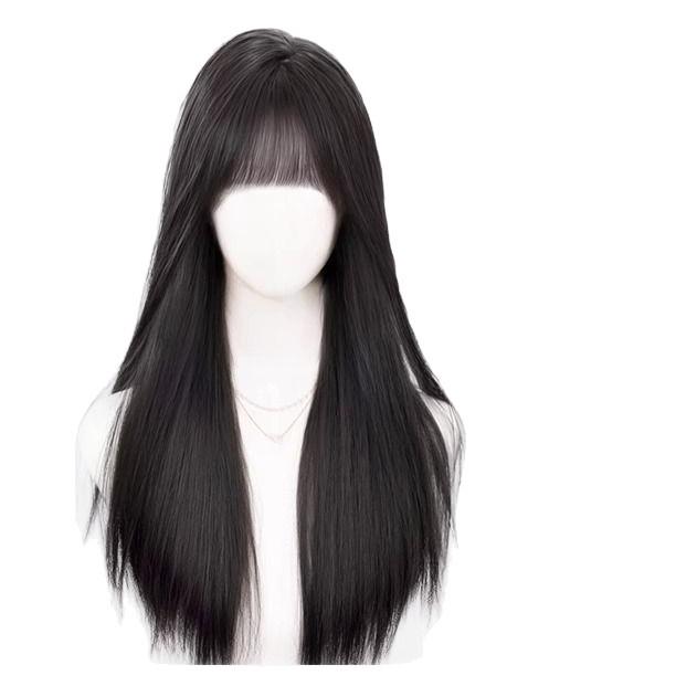 

Жіноча довга чорна пряма перука з чубчиком, пухнасте синтетичне волосся, натхненна мангою Томі та інтернет-знаменитостями