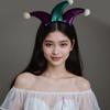 Adjustable Clown Style Headpiece Purple Glitter Fabric Pompom Trim Party Costume Hair Accessory