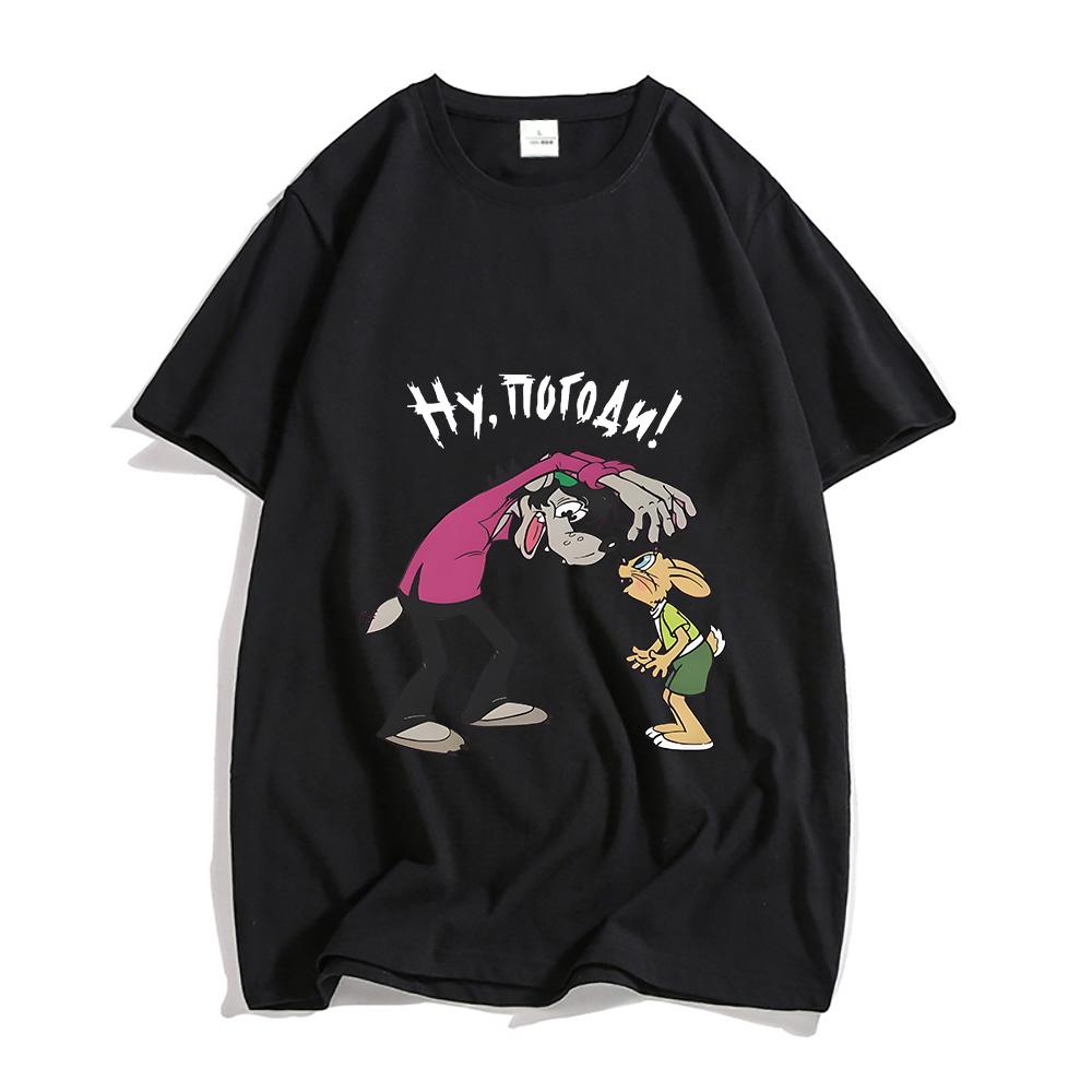 

Nu Pogodi Well Just You Wait Wolf Hare T-shirt Funko Pop Kawaii Tee-shirt Short Sleeve Cute Tshirt Ropa Hombre Cotton Clothes 4XL
