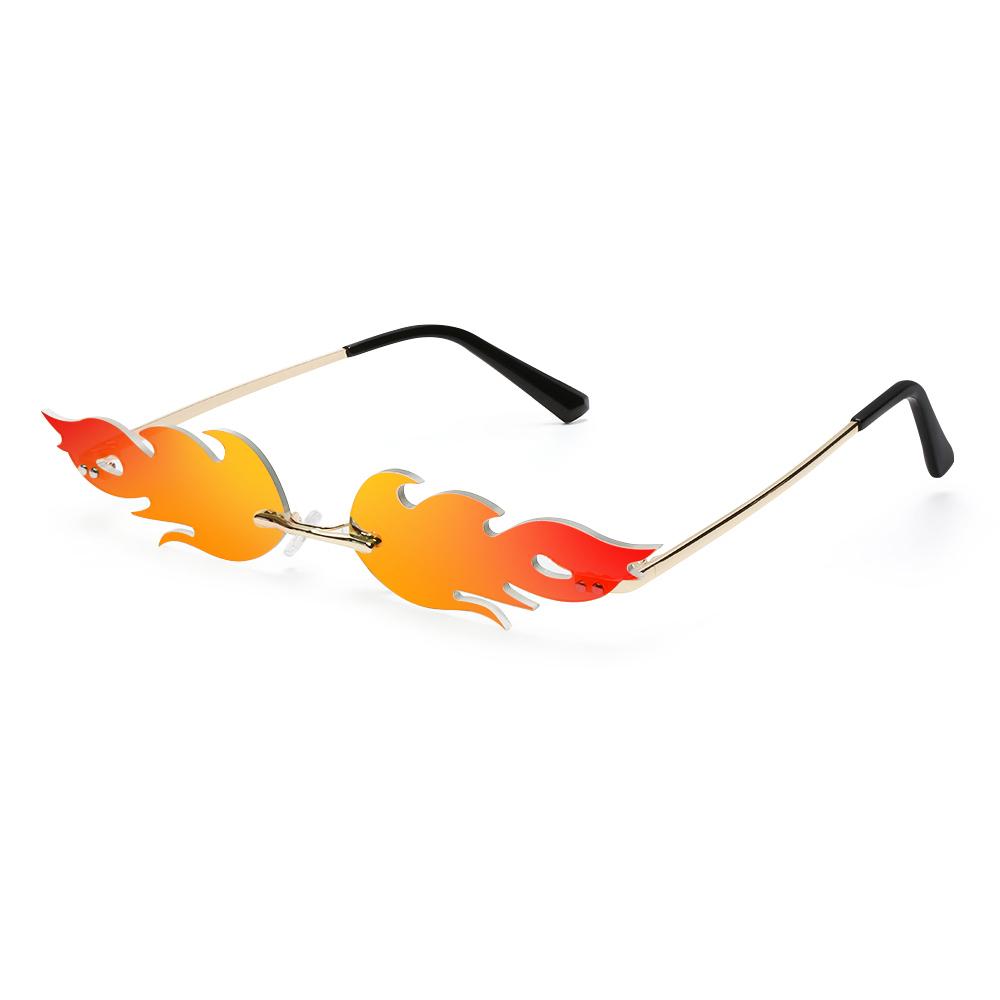 Luxury Frameless Dragon Phoenix Fire Shape Flame Rimless Fashion Sunglasses Narrow Sunglasses UV 400 Streetwear Trending Eyewear