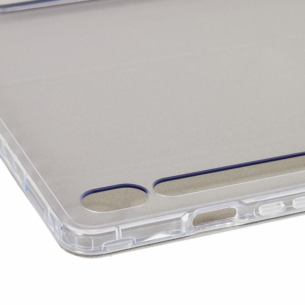 For Samsung Galaxy Tab S10 FE+ Case Tri-Fold Stand Leather + TPU + Acrylic Clear Back Tablet Cover