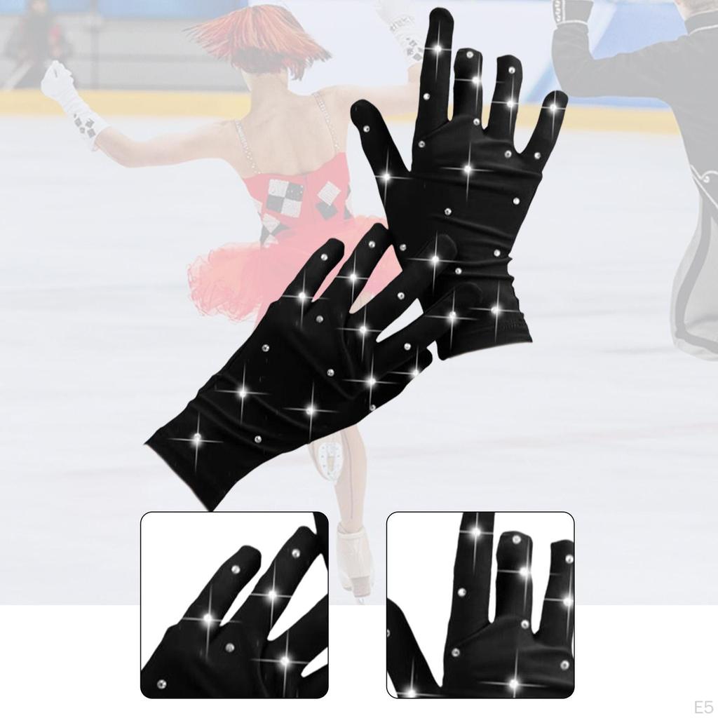 Figure Skating Competition Gloves Thermal Comfortable with Rhinestones Decoration Winter Skate