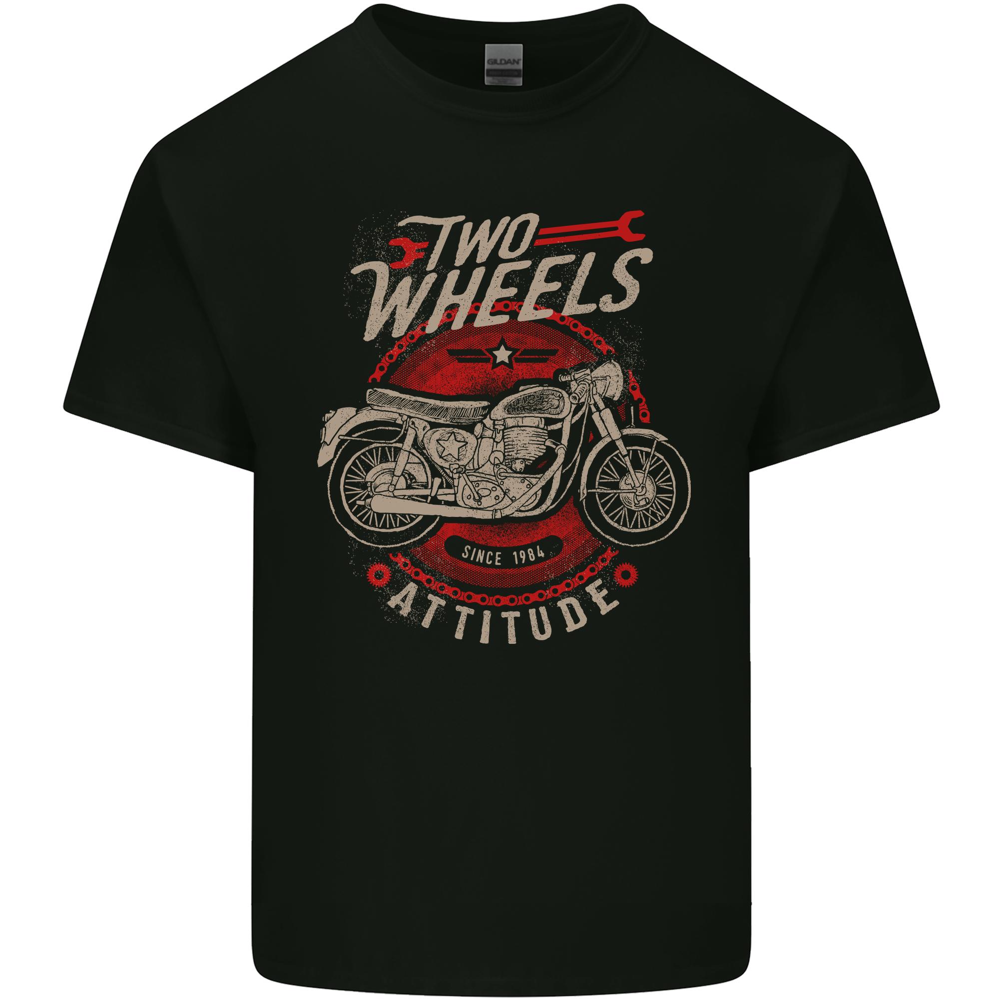 Two Wheels Attitude Biker Motorcycle Motorbike Unisexs Light Cotton TShirt S