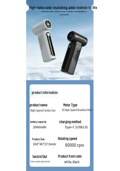 S08 High-Speed Smart Handheld Fan with Digital Display - Outdoor & High-Capacity