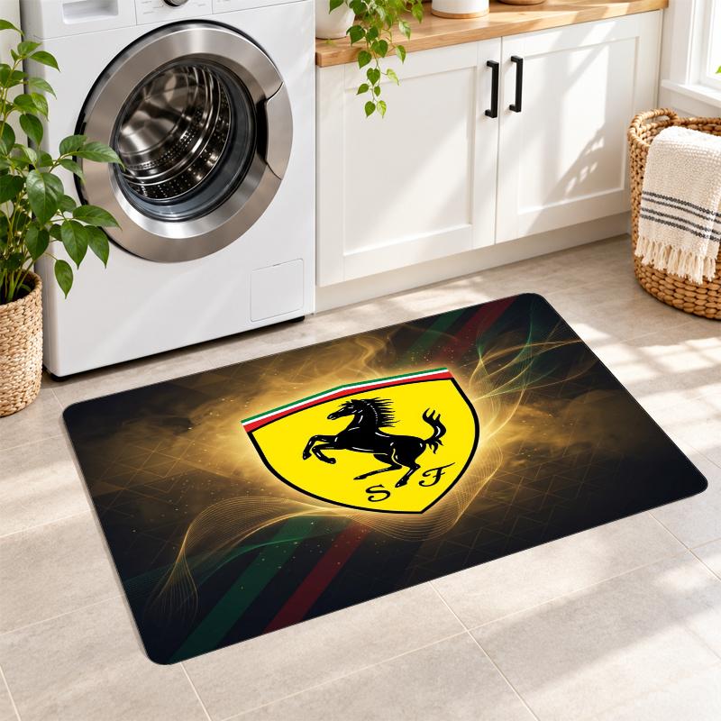 Flannel Kitchen Mat Ferrari Soft Area Rug Non Slip Floor Carpet Home Decoration