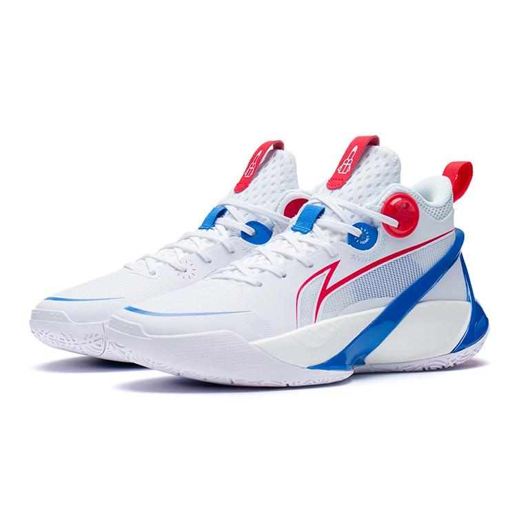 Li Ning Sonic 10 Youth Edition Abrasion Resistant Breathable Mid Top Children's Basketball Shoes White Blue ABPS013-4