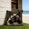 Realistische Siamkatze Kissenbezug Niedliche Blaue Augen Kätzchen Druck Weiche Kissenhülle Für Sofa Bett Couch Katze Heimdekoration