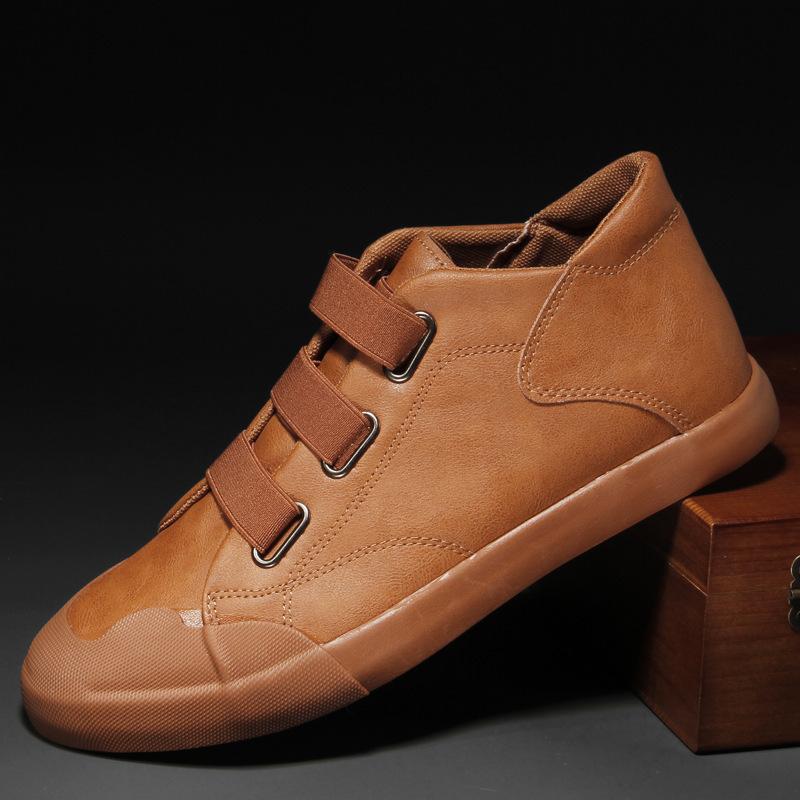 2026 New Men's Leather Casual Shoes Breathable Trend Pu Leather Men Wear-Resistant Designer Sneakers British Wild Simple Flats