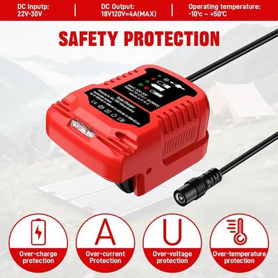 Solar Panels Charging Station Adapter for Milwaukee 18V Li-ion Battery 48-11-1811 DC Socket Solar Charger for Trip and Camping