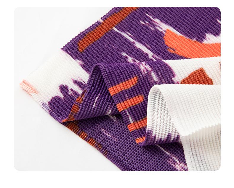 Miyake Pleats Women's High Neck Long Sleeve T-shirt - 2026 Spring/Summer Corn Kernel Abstract Print, Slim Fit.