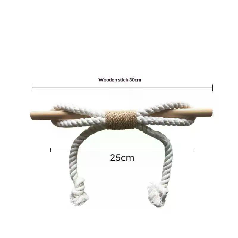 1Pcs Simple Curtain Binding Rope Solid Wood Stick Thick Cotton Rope Hemp Rope Bedroom Living Room Decoration Curtain Buckle