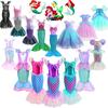 Girls Little Mermaid Costume Kids Birthday Halloween Princess Girl Dress Children Summer Party Clothes for Carnival