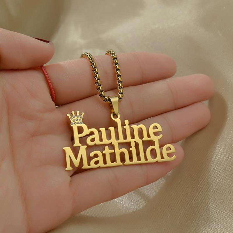 Customized Names Pendant Necklace Stainless Steel Personalized Jewelry Cuban Thick Chain for Men Women Detachable Necklace Gift