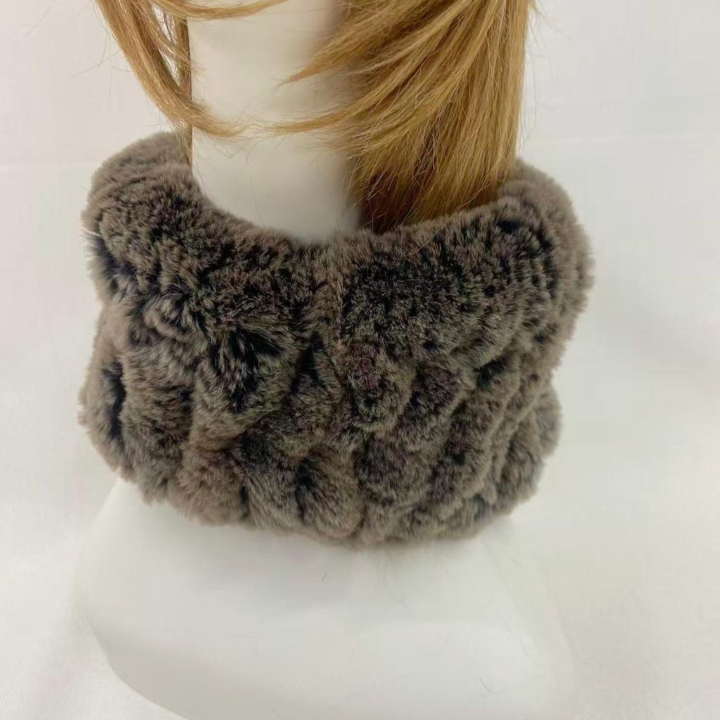 Fluffy Winter Fur Hats for Women Soft Warm Elastic Rabbit Fur Headbands Neck Warmer Fashion Ring Scarf
