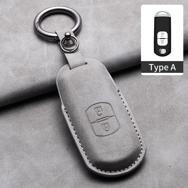 2/3 Buttons Leather Car Key Case Cover for Mazda 2 3 5 6 GH GJ Axela Atenza CX-5 CX5 CX-3 CX-7 CX8 CX-9 2016 2017 2018 CX 2020