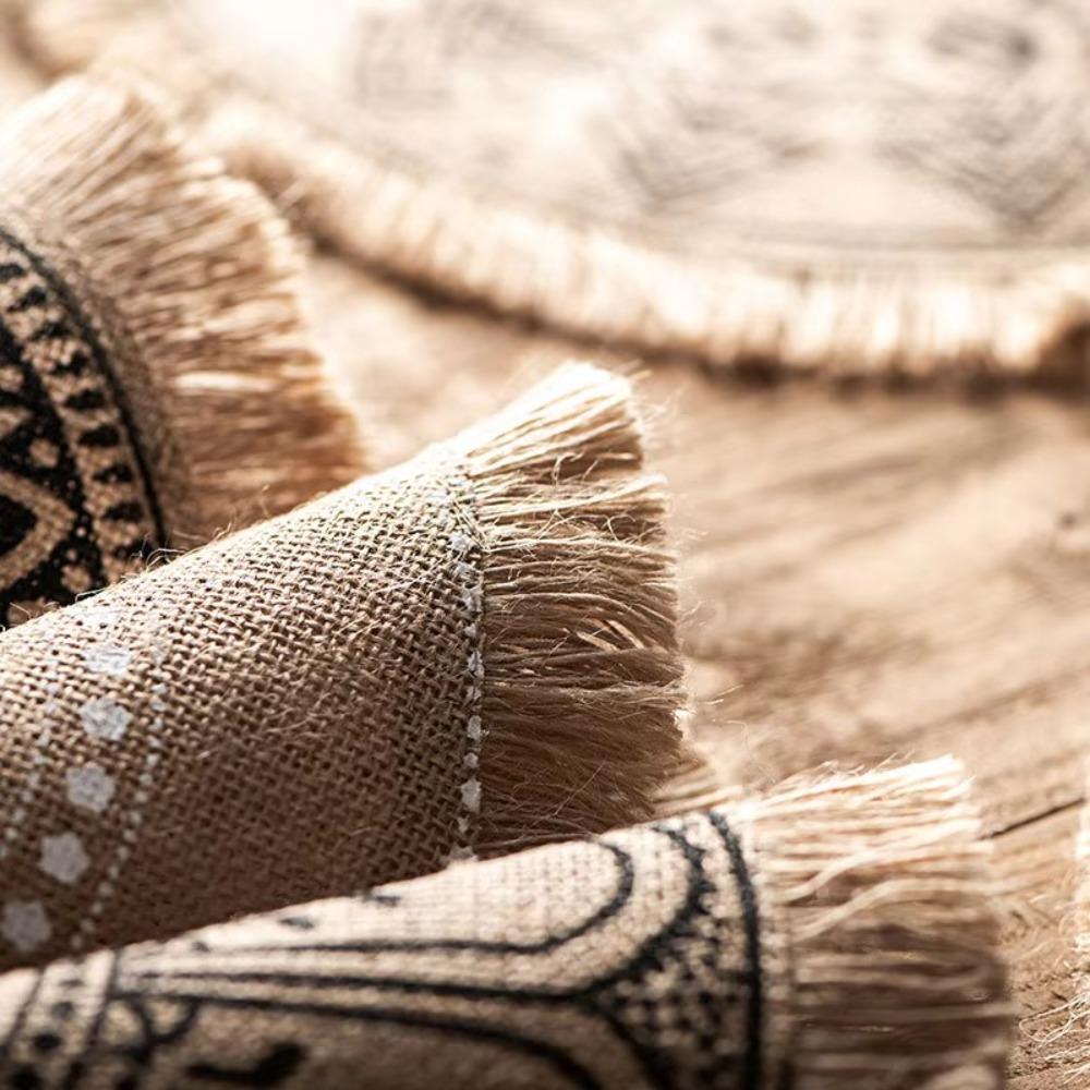 36/38cm Braided Place Mats Heat Resistant Cup Coaster Mat Vintage Round Placemat  Dining Table