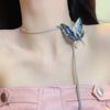 Y2K Spice Girl Pull Butterfly Necklace Female Niche Design Sense High Subculture Clavicle Chain Neck Strap Accessories Tide