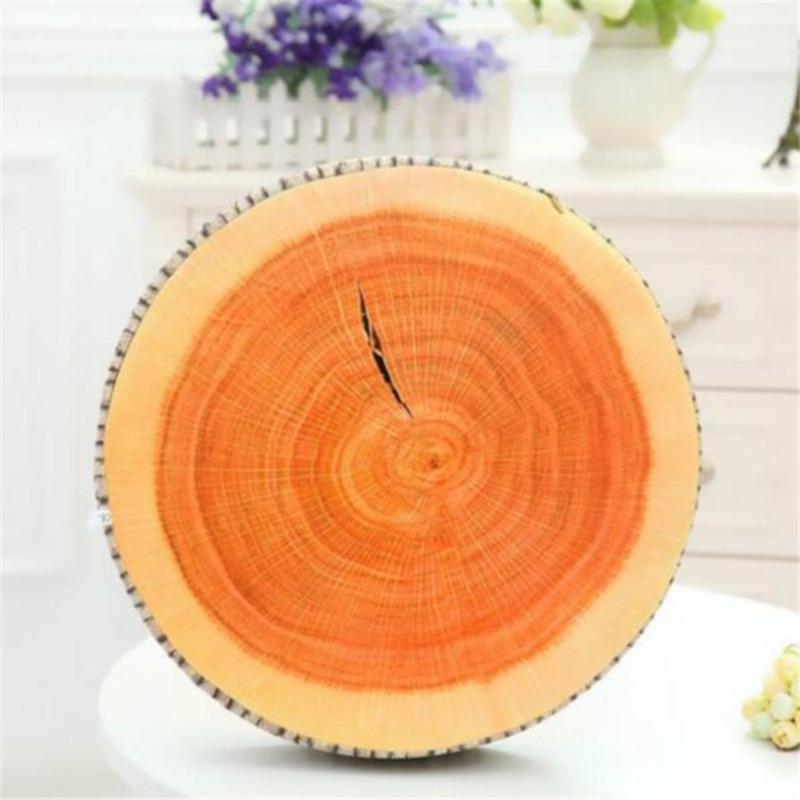 Cute Round Woods Grain Soft Plush Chair Seat Cushion Pillow New Fashion Stump Shaped Decorative Pillows  Home Car Decor Hot Sale