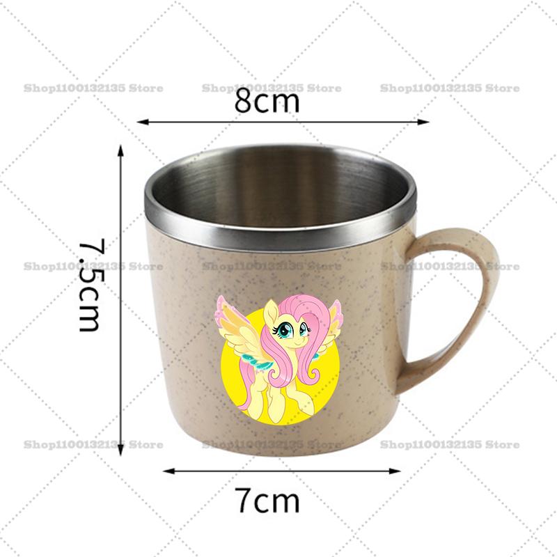 My Little Pony Water Bottle Kawaii Stainless Steel Cups Handle Coffee Milk Mug Tea Drink Home Office Gift Women for Kid Friendly Entertaining Fun Play