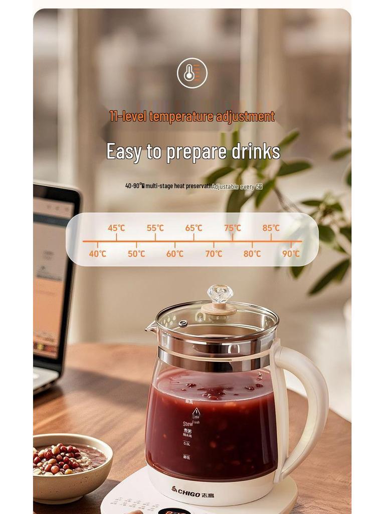 Oală de sănătate Ceainic electric din sticlă izolată