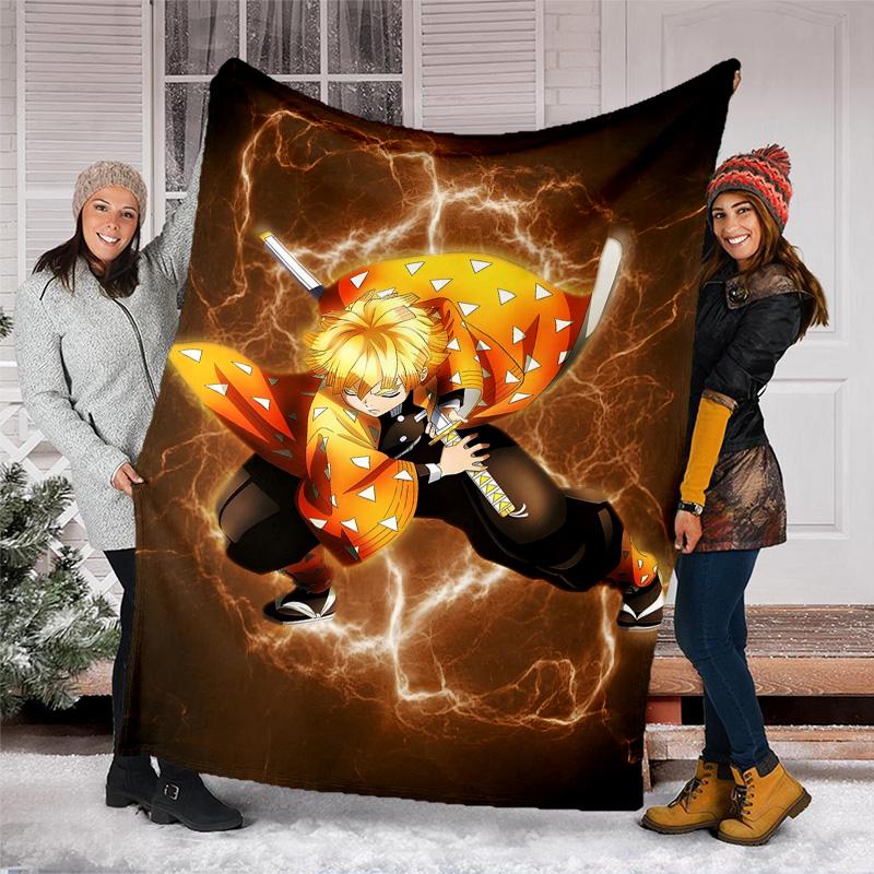 1pc Agatsuma Zenitsu Theme Blanket - Digital Print, Polyester, Cozy for All Seasons, Perfect for Outdoor, and Travel