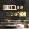 Poster Stampa Arte Murale Luna Dorata Creativa Pittura su Tela Fasi Lunari Immagini Solari Pianeta per Decorazione Camera Bambini Cuadros