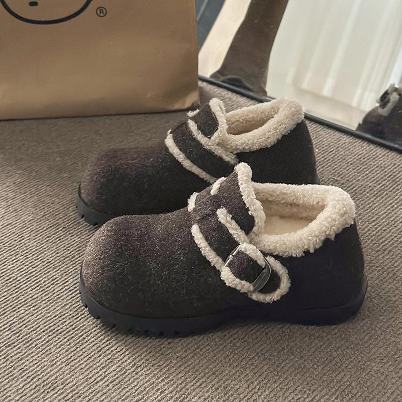 

Флисовая внутренняя высота увеличивается на 4 см. Обувь Doudou, женская зимняя новая модная и удобная повседневная обувь с пряжкой, теплая хлопковая обувь INS 40