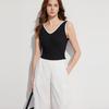 ELLE French Black And White Color Block V-Neck Sleeveless Top Summer Slim Fit Camisole Women tops EE48388