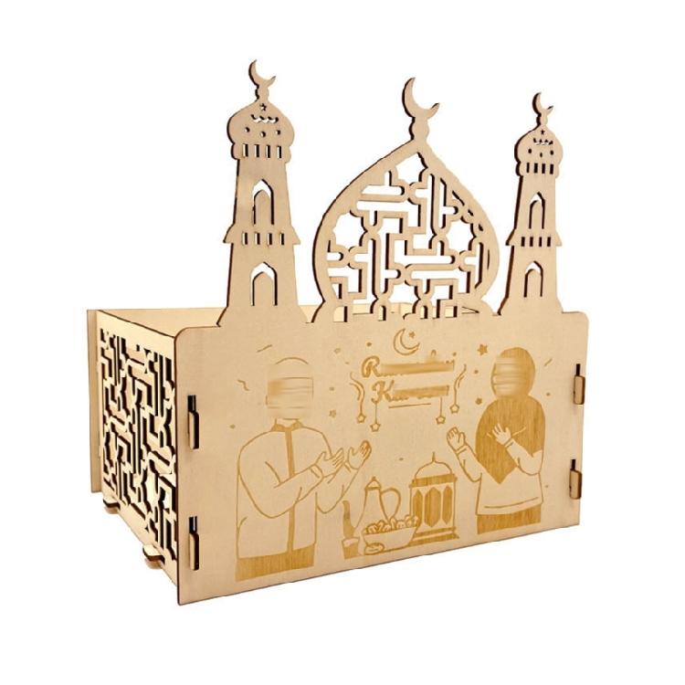 Eid Wood Ornaments Hollow Moon Stars Indoor Restaurant Dining Room