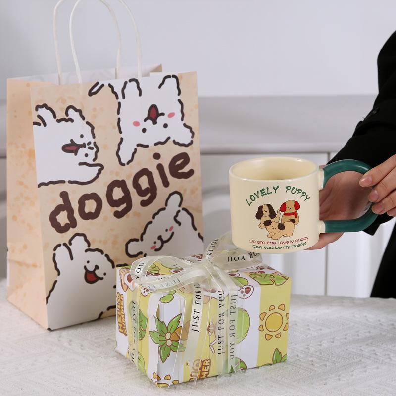 Ceramic Mug Wide Handle Couple Coffee Cup Cute Animal Opening Event Gift Breakfast Cup
