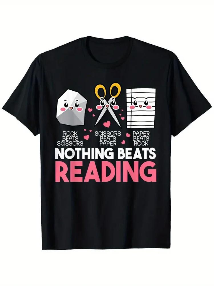 

Nothing Beats Reading Graphic T-Shirt for Book Lovers Unisex Casual Round Neck Unisex T-Shirt XL