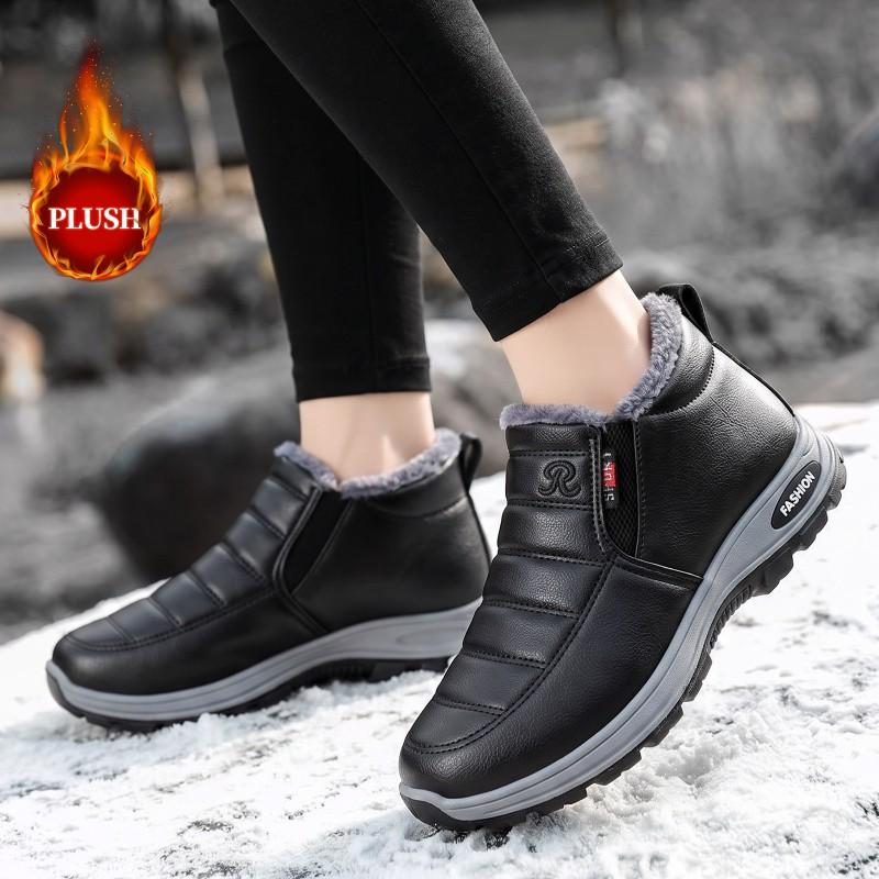 Womens Winter Slip On Fleece Lined Low Top Platform Casual Shoes Warm Flat Loafers