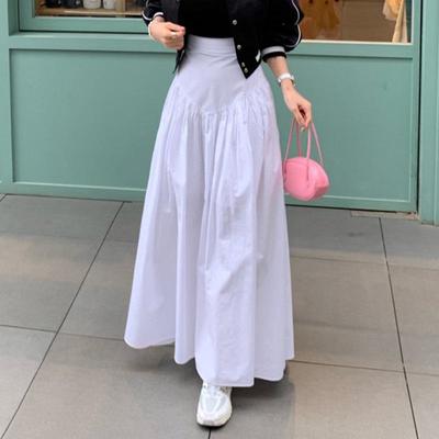 Korean Chic Women's Retro High-Waisted Plaid Midi Skirt