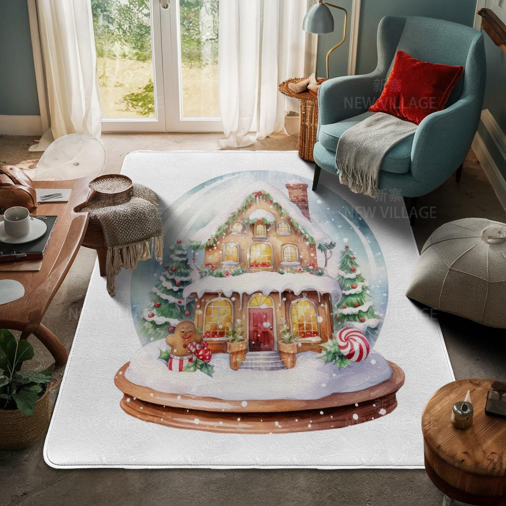 House Entrance Carpet Home Door Mat Living Room Bath Foot Bathroom Non-slip Water Absorption Rugs Bath Merry Christmas Winter