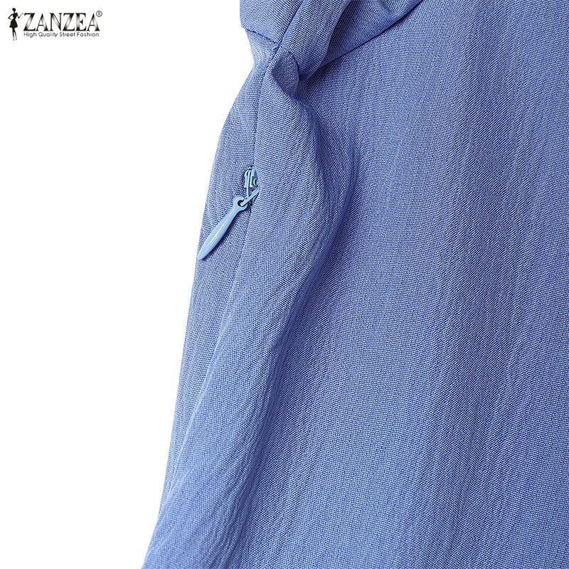 ZANZEA Women Casual Square Collar Summer Half Sleeve Dress