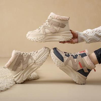 Women's High Fashion Fashion Lightweight Soft Sole Winter Warm Fur One Snow Boots Padded Lining Non-slip Casual Sneakers Cotton Boots Pops Shoes