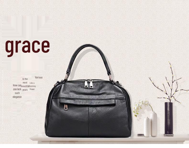 European & American Style Large Capacity Women's Soft Cowhide Handbag - Autumn/Winter Simple Fashion Shoulder Bag
