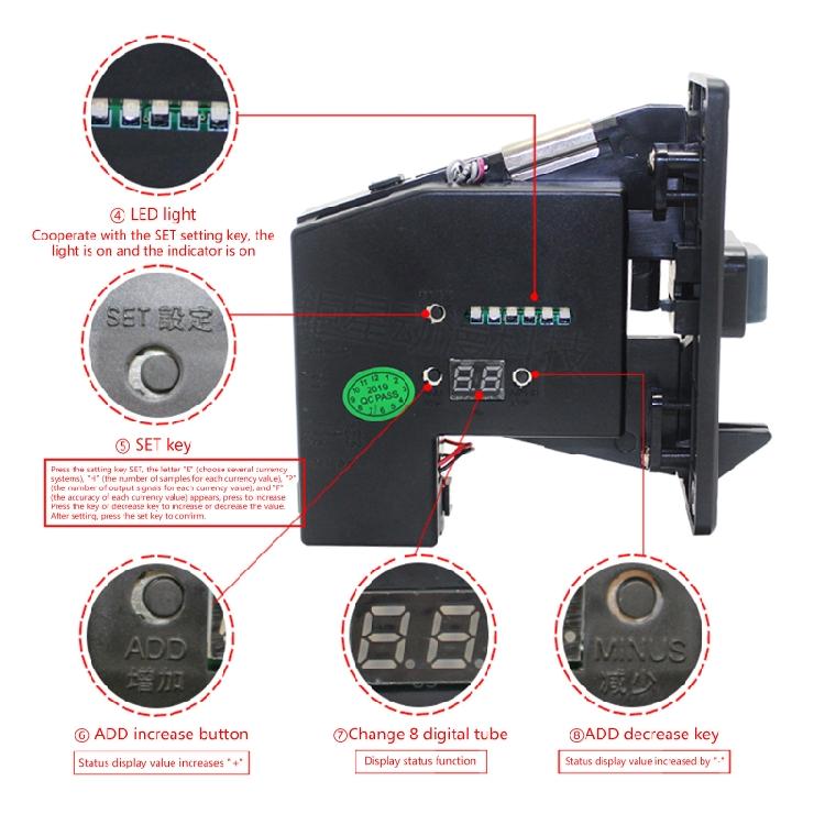 Coin Acceptor Selector Metal Electronic Mechanism Mech for Vending Machines Part