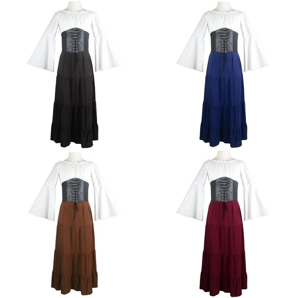 Ages Cosplay Middle Clothing Belted Dress Party Dresses Polyester Women Retro