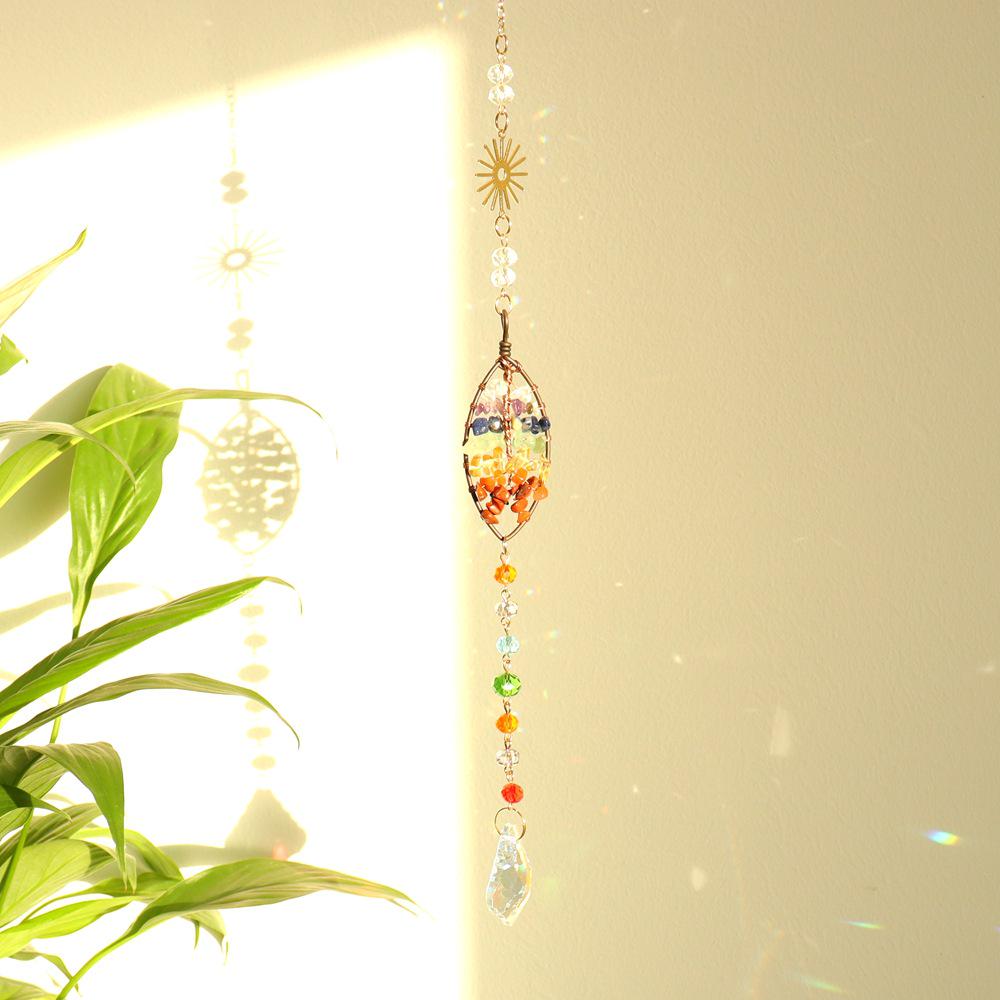 Dreamcatcher Crystal Tree of Life Rainbow Sun Catcher Pendant for Festival Garden Decoration T132