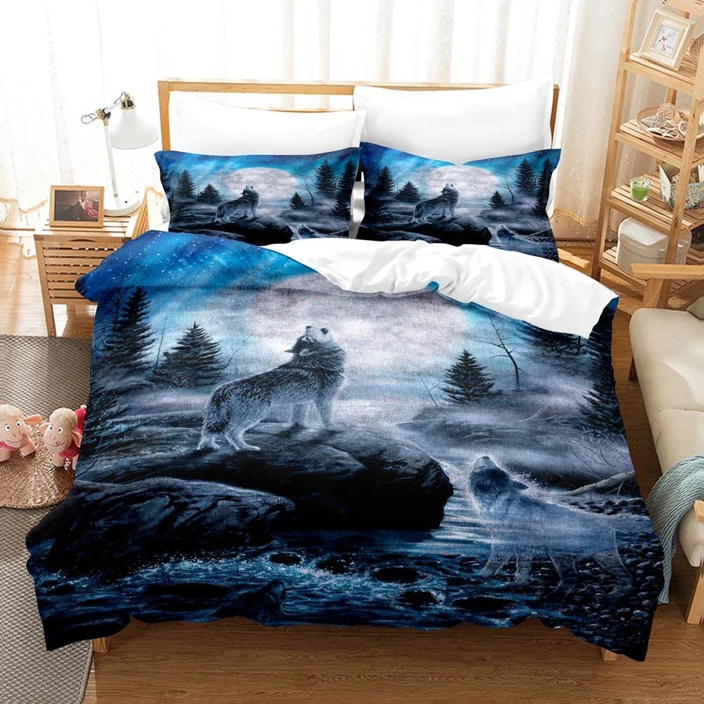Personality Wolf Bedding Set Single Twin Double Queen King Cal King Size Bed Linen Set